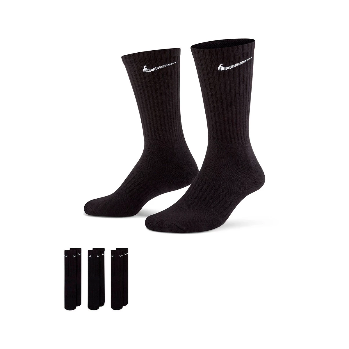 Nike - Skarpety Codzienna amortyzacja (3 pary), Unisex, Black, S [34 - 38]