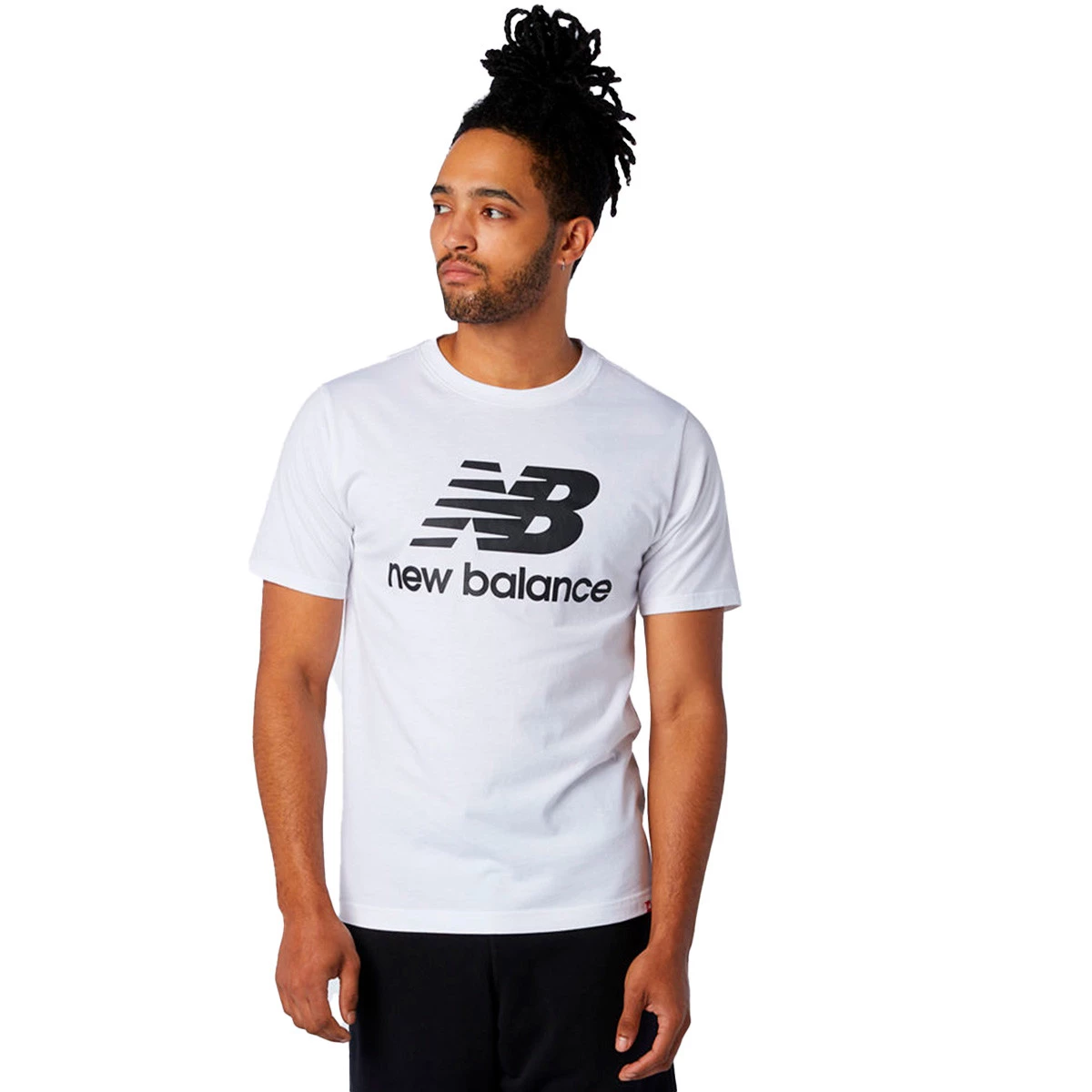 New Balance - Koszulka Essentials Stacked Logo, Hombre, White, XL