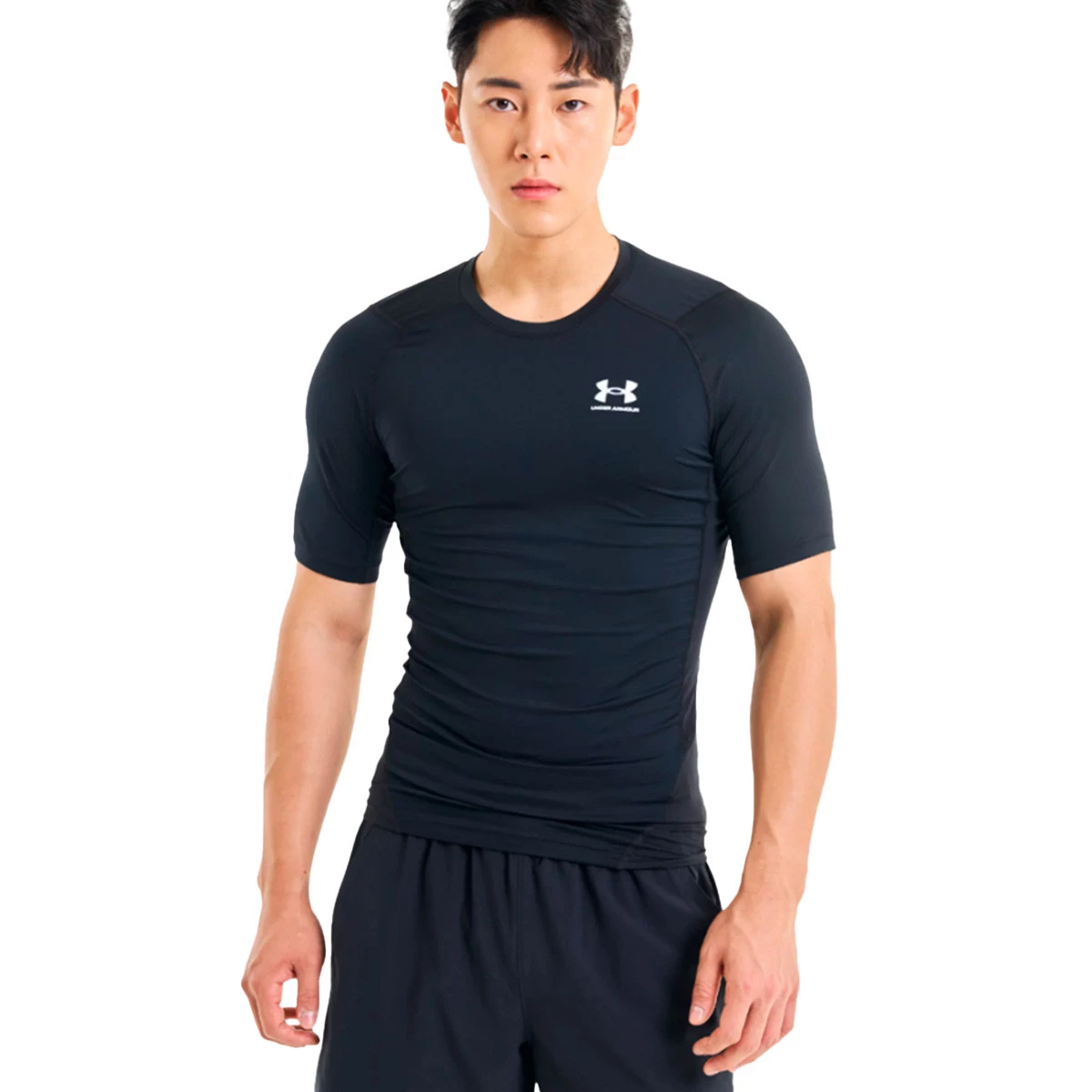 Under Armour - Koszulka HeatGear Compression, Hombre, black-white, 2XL
