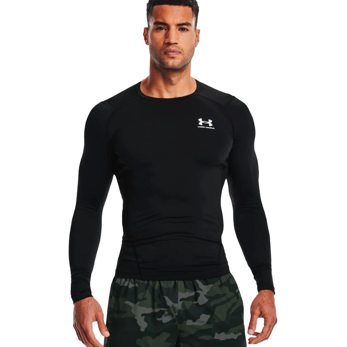 Under Armour - Koszulka HeatGear Compression LS, Hombre, black-white, 2XL