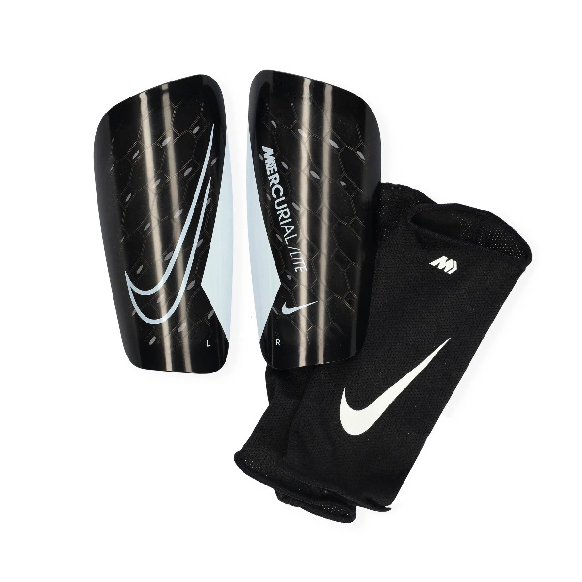 Nike - Nagolenniki Mercurial Lite, Unisex, Czarno-biały, L