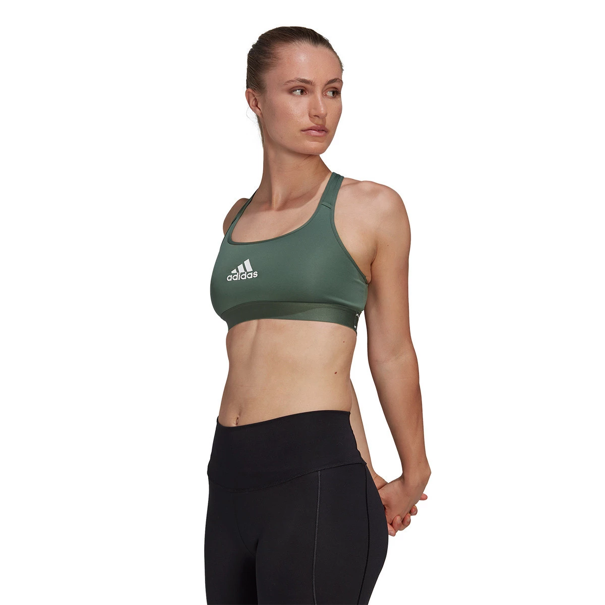 adidas - Biustonosz Powerreact Training Medium Support 3 Stripes Mujer, Mujer, Czarny, L