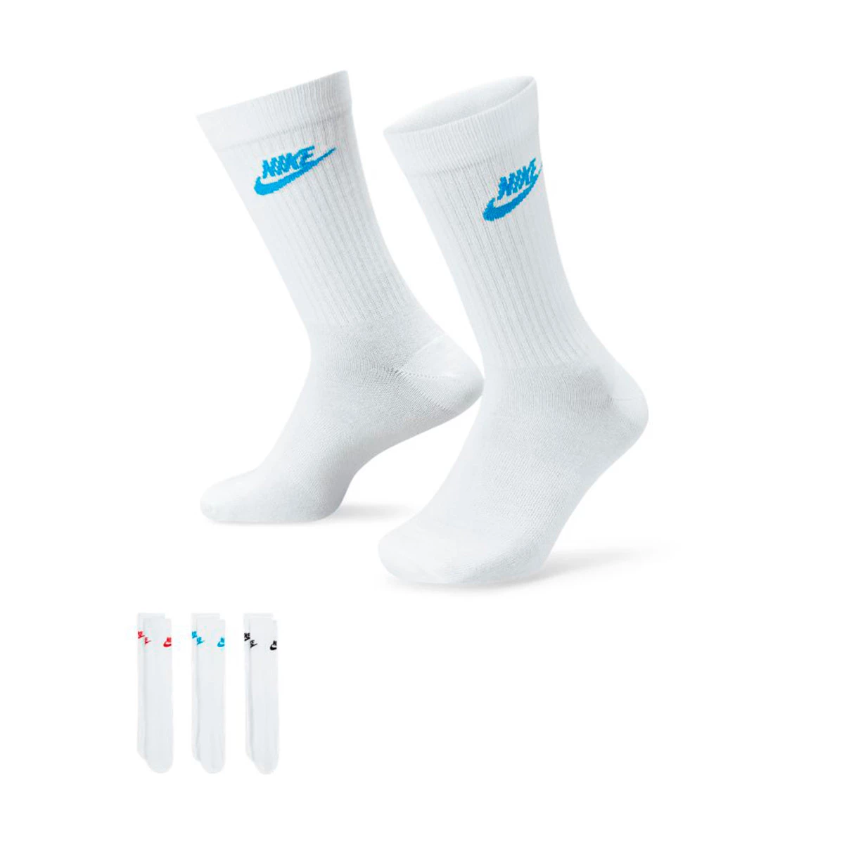 Nike - Skarpety Sportswear Everyday Essential, Unisex, Biały-Uniwersytet Czerwony, XL [46 - 50]