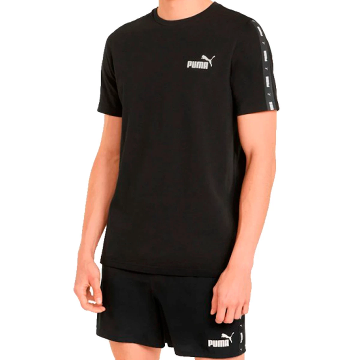 Puma - Koszulka Essentials + Tape, Hombre, Czarny, M
