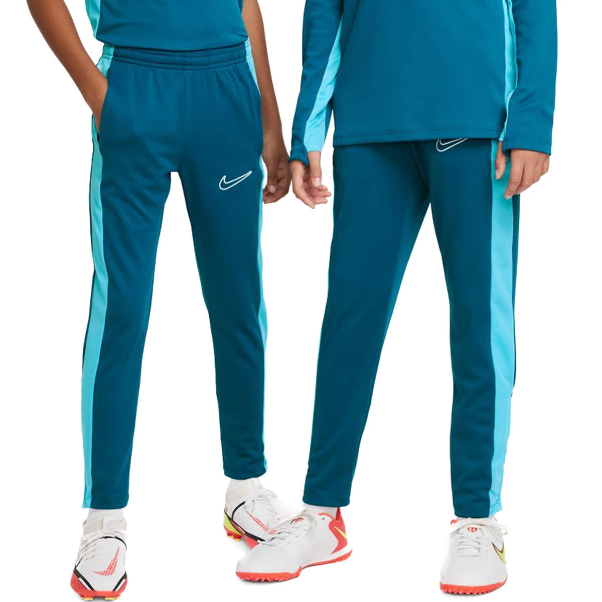 Nike - Długie spodnie Dri-Fit Academy 23 Niño, Unisex, Zielony Abyss-Bałtyk Niebiesko-Biały, M