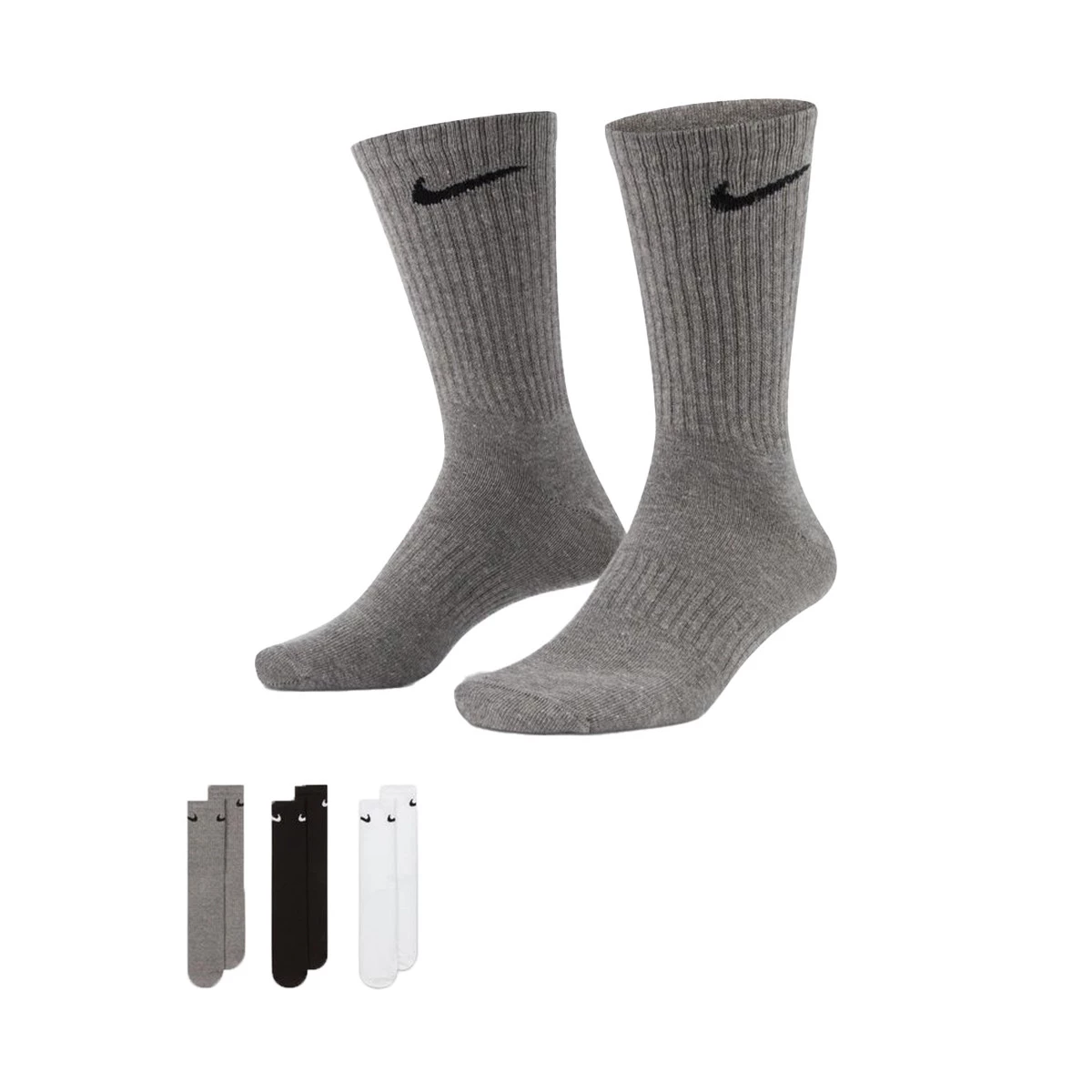 Nike - Skarpety Everyday Lightweight (3 Pares), Unisex, Biało-Węglowy Wrzosowo-Czarny, XL [46 - 50]