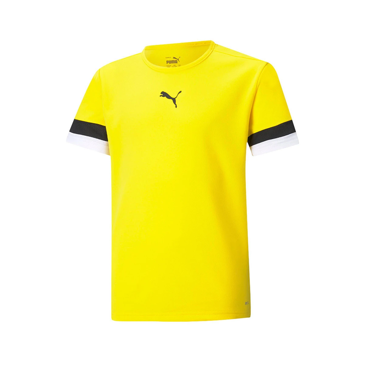 Puma - Koszulka teamRISE m/c Niño, Unisex, Cyber Żółto-Czarno-Biały, 116 cm