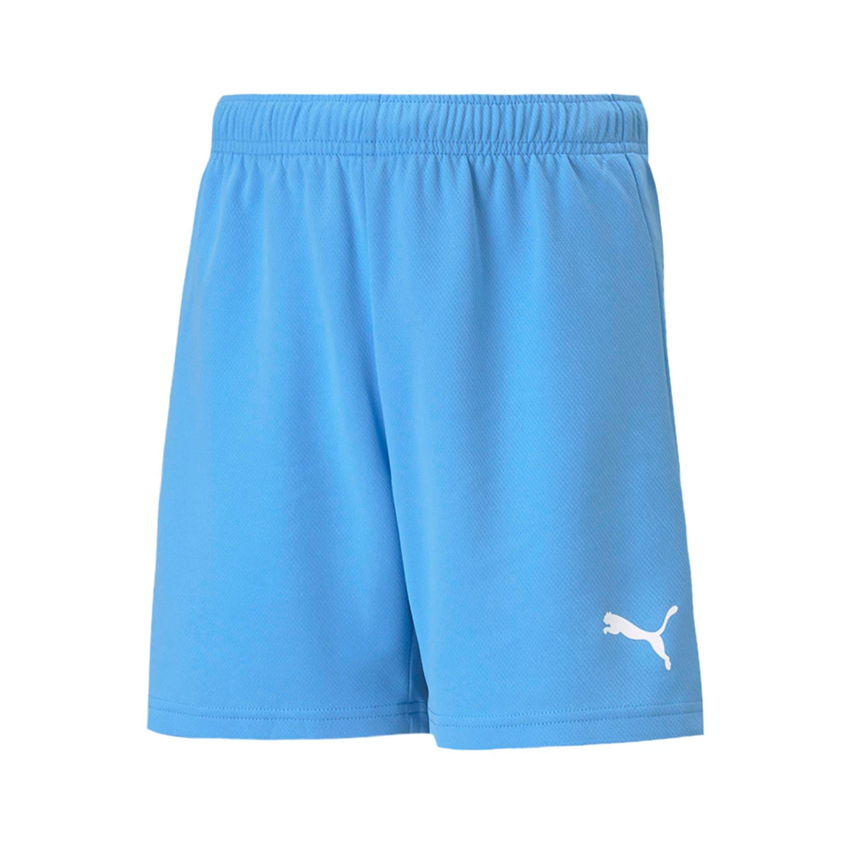 Puma - Spodenki teamRISE Niño, Unisex, Jasnoniebieski-Biały, 128 cm