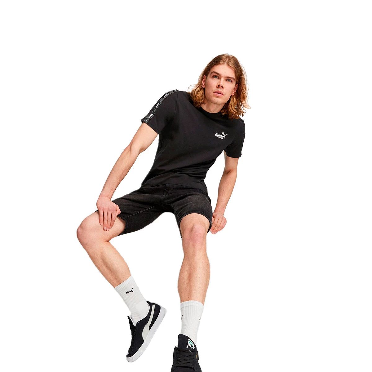 Puma - Koszulka Essentials Tape Camo, Hombre, Czarny, M