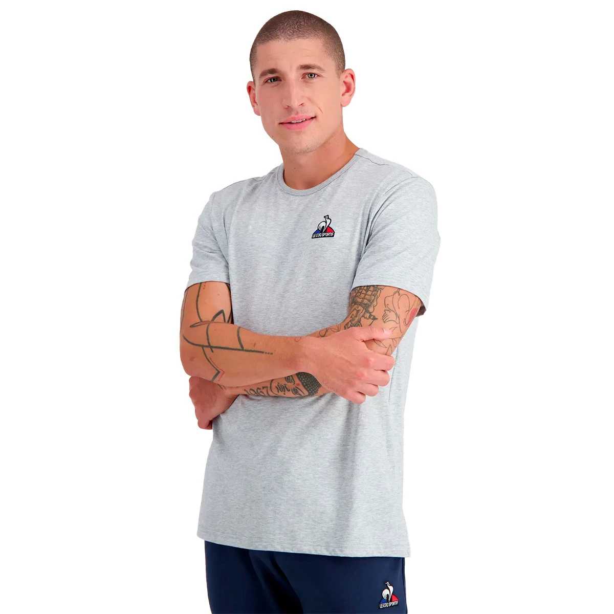 Le coq sportif - Koszulka Essentiels Tricoloren°4, Hombre, Gris Chiné Clair, L
