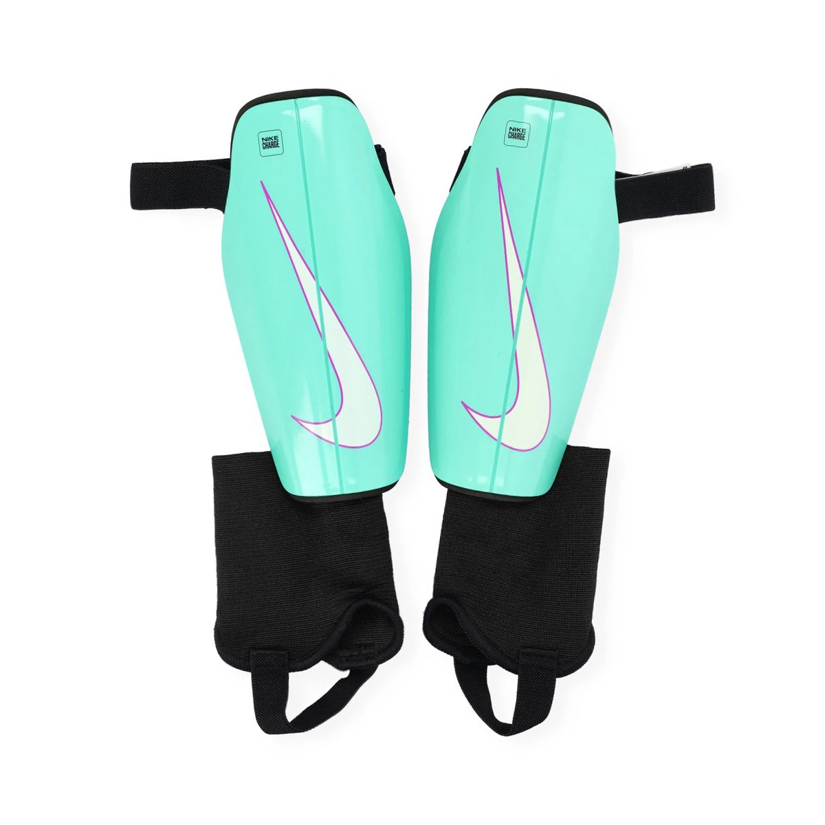 Nike - Nagolenniki Charge Guard, Unisex, Hyper turkusowo-czarny, L