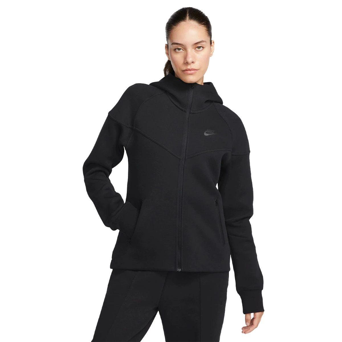 Nike - Kurtka Damska Odzież sportowa z polaru Tech, Mujer, Czarno-Czarny, L