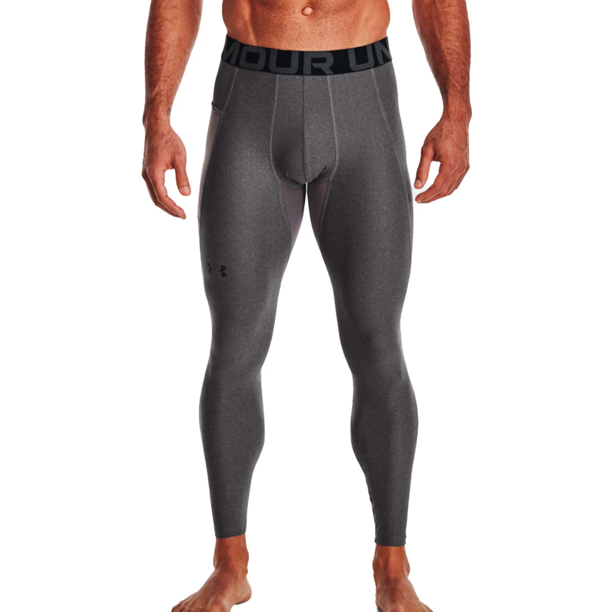 Under Armour - Podspodenki piłkarskie HeatGear Carbon, Unisex, Carbon Heather, S