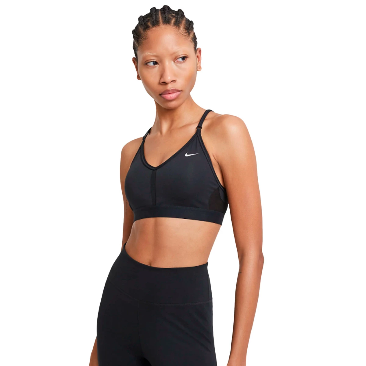 Nike - Biustonosz Indy, Mujer, Black-White, XS