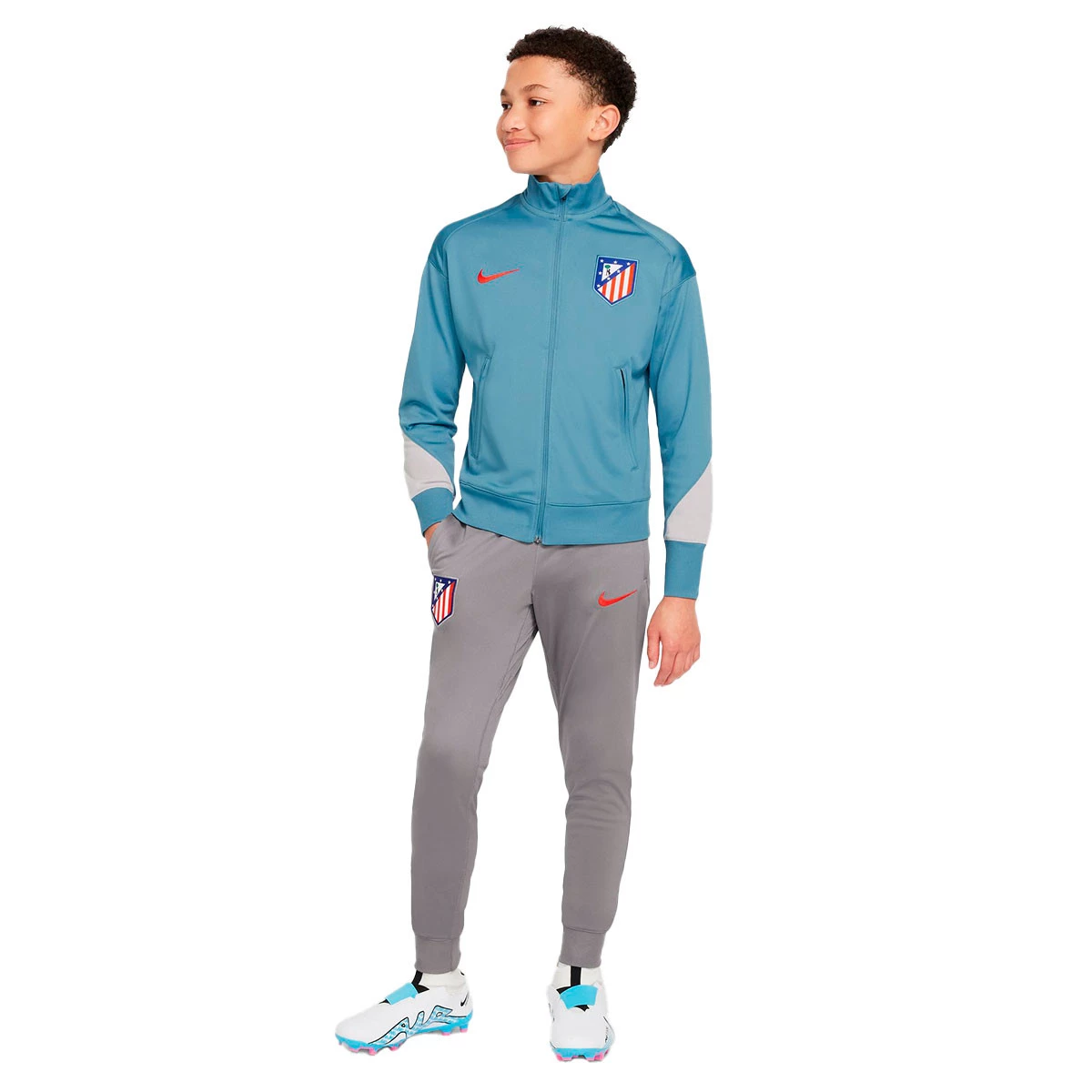 Nike - Dres Atlético de Madrid dla Kids , Trening 2024-2025, Unisex, Noise Aqua-Flat Pewter-Iron Ore-Crimson, S