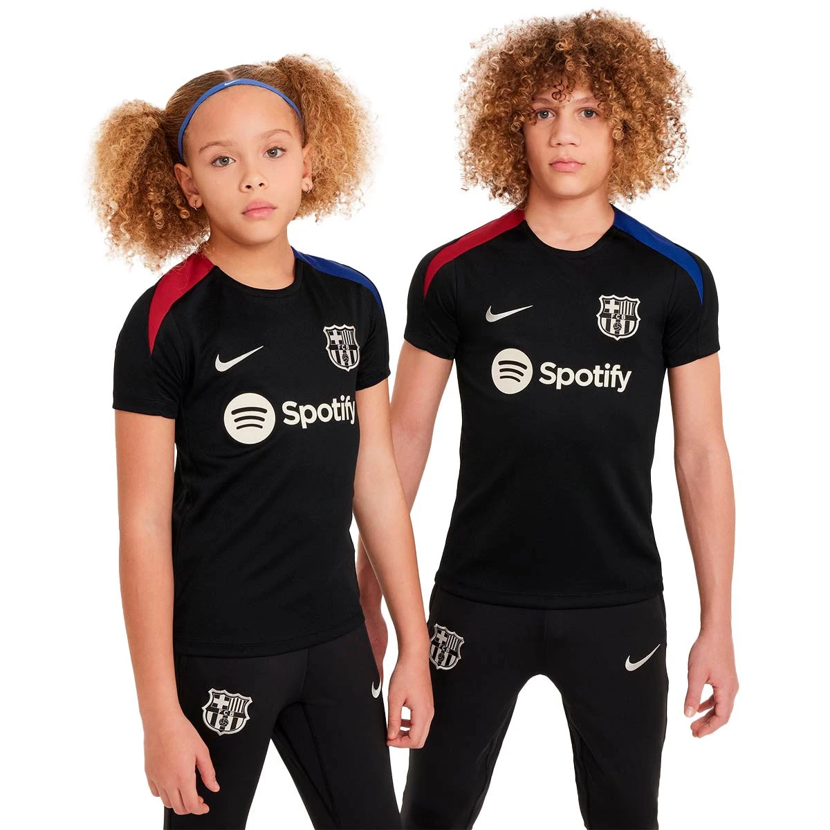 Nike - Koszulka Kids FC Barcelona Trening 2024-2025, Unisex, Czarny-Szlachetny Czerwony-Głęboki Royal Nieb, XS