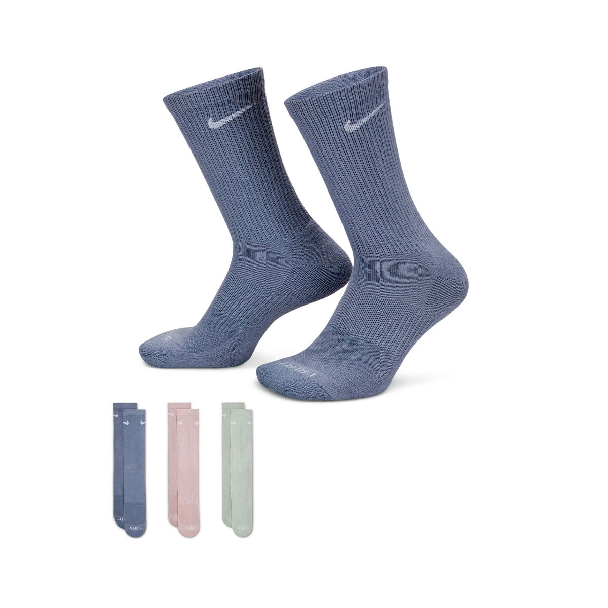 Nike - Skarpety Everyday Plus Cushioned Crew (3 Pares), Unisex, Ashen SlateBiały-Platynowy FioletBiały-Lig, XL [46 - 50]