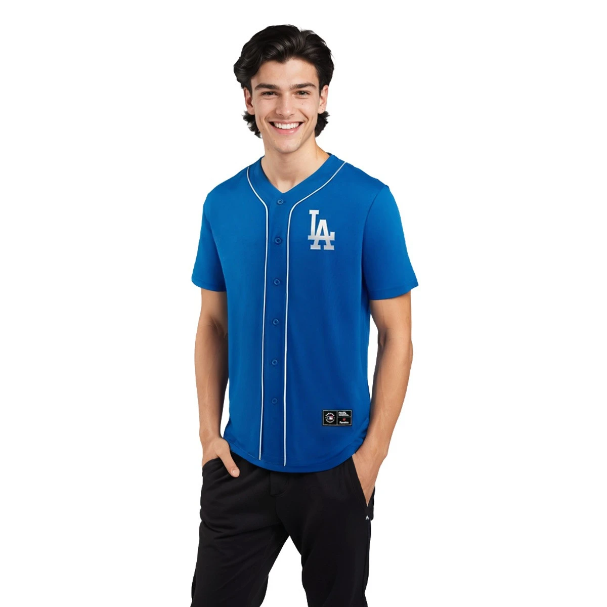 Fanatics - Koszulka Mlb Core Foundation Jersey Los Angeles Dodgers, Hombre, Bone-Neutral Olive-Neutral Olive-Bone-Med Oli, L