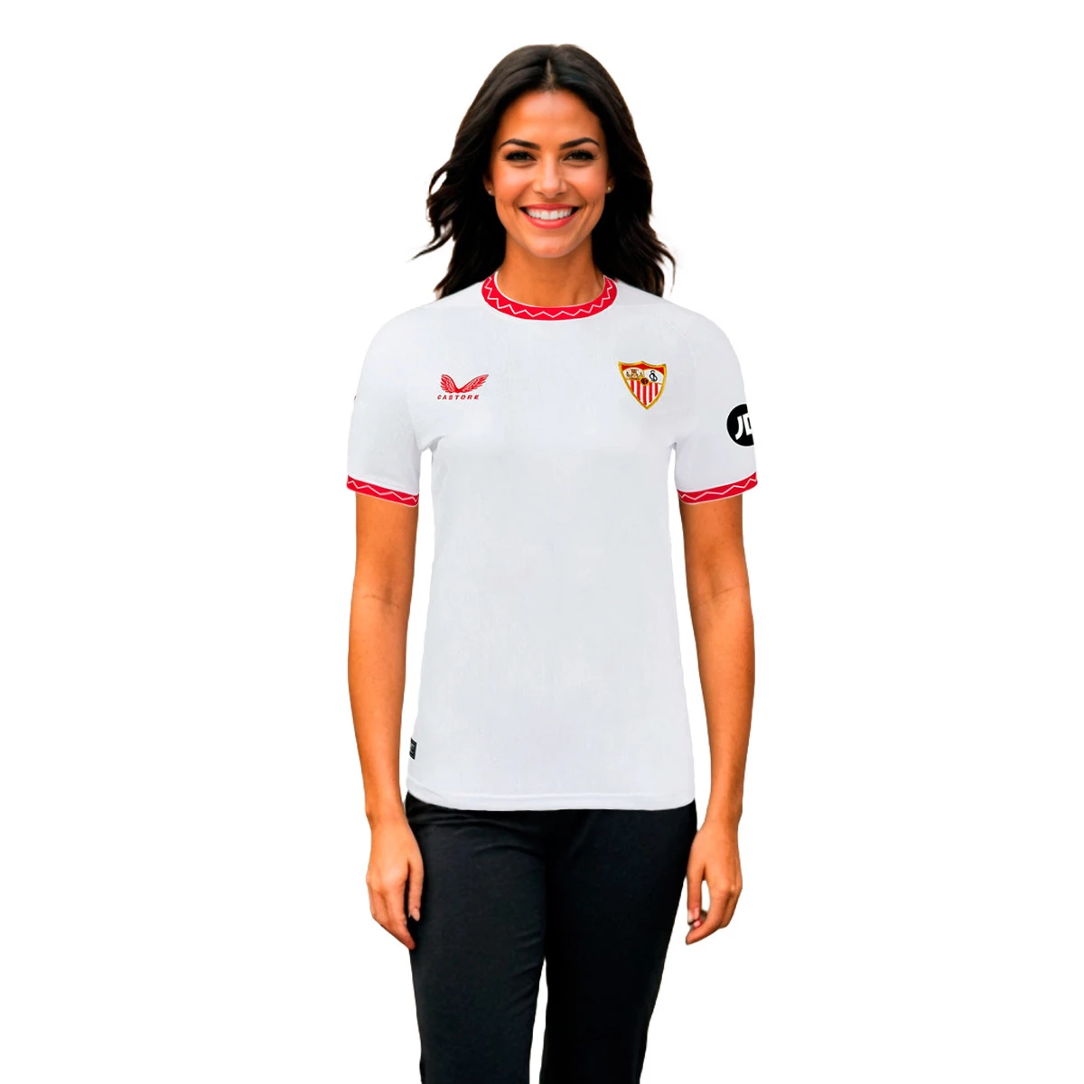 Castore - Koszulka Sevilla FC Primera Equipación 2024-2025 Mujer, Mujer, Brilliant White-True Czerwony, M