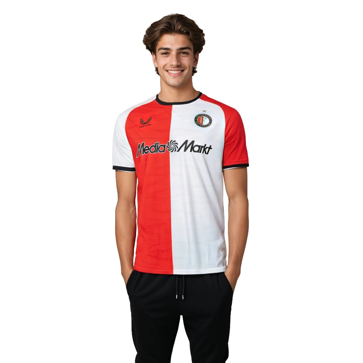 Castore - Koszulka Feyenoord Rotterdam 2024-2025 Strona główna, Unisex, Flame Scralet-Brilliant Biały, L