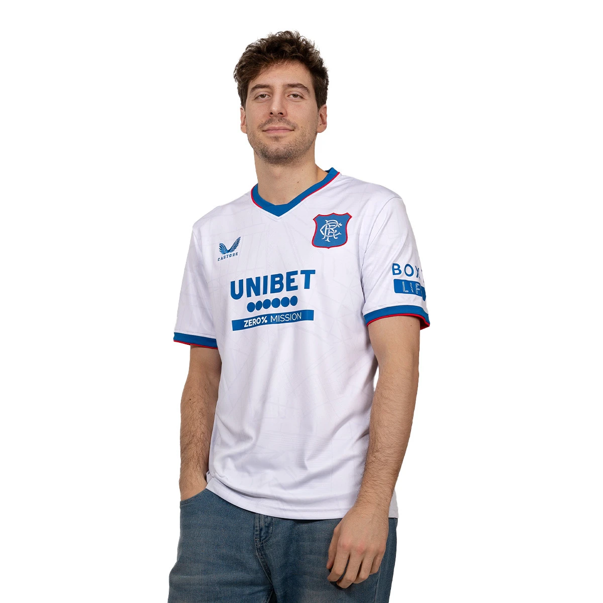 Castore - Koszulka Glasgow Rangers 2024-2025 Na wyjeździe, Unisex, Jasnoszary-Lapis Blue, M