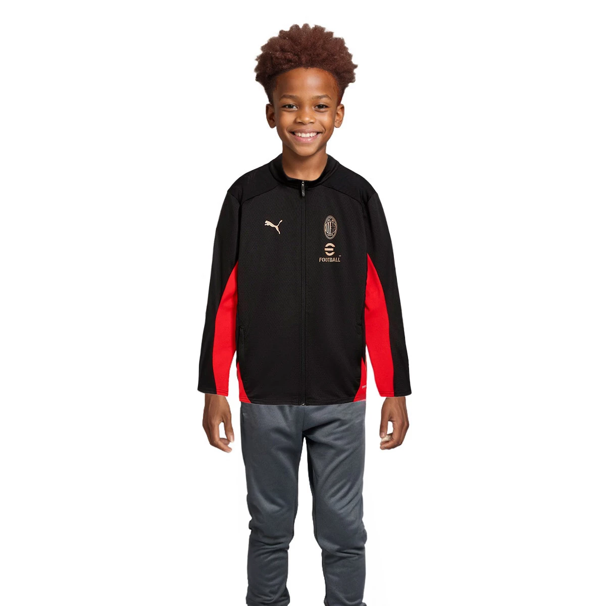 Puma - Kurtka Kids treningi AC Milan Trening, Unisex, Czarny-For Wszystkie Czas Czerwony, 176 cm