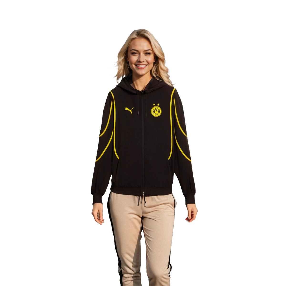 Puma - Kurtka Borussia Dortmund Pre-Match 2024-2025, Unisex, Czarny-Szybszy Żółty, M