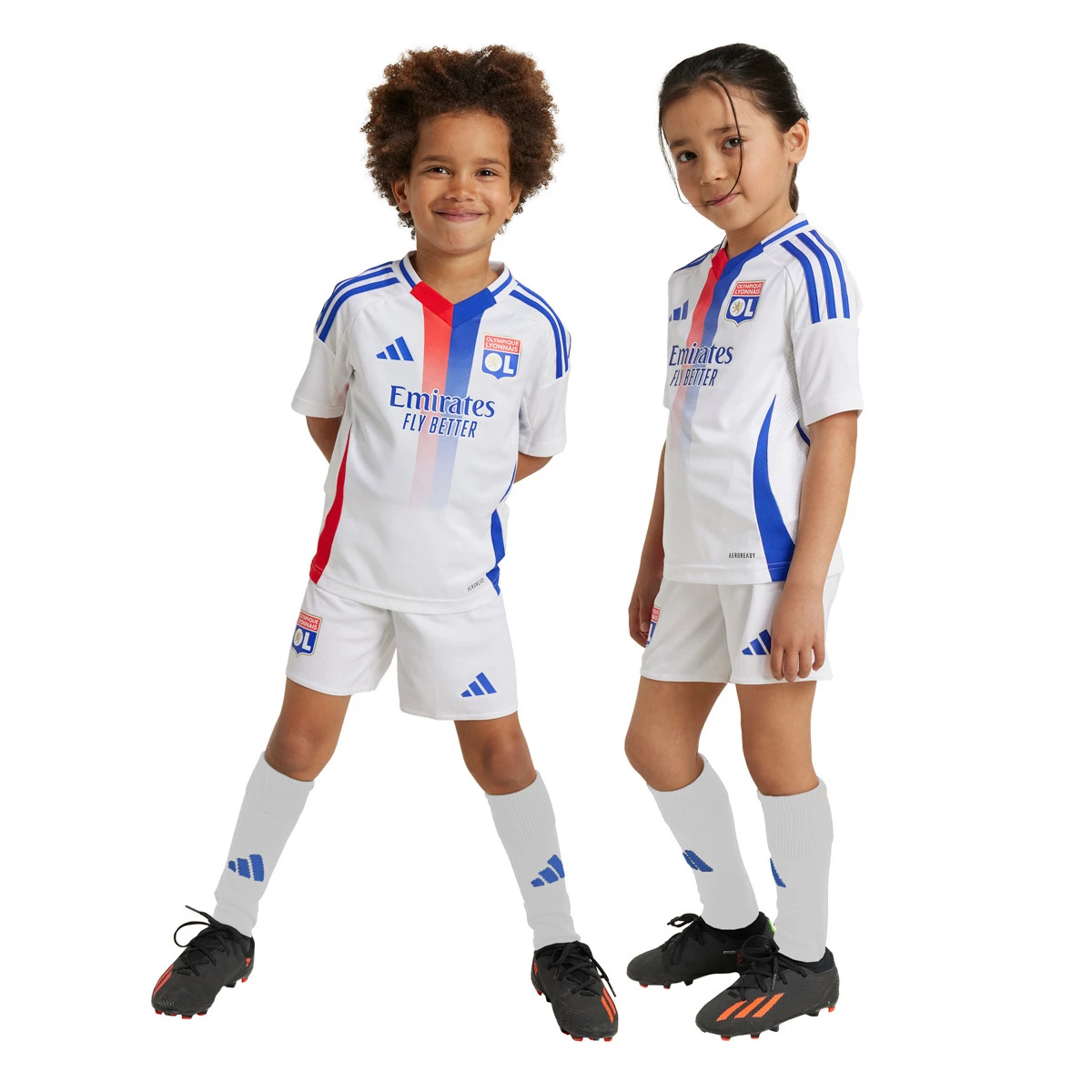 adidas - Strój Olympique Lyon Primera Equipación 2024-2025 Niño, Unisex, Biały, 98 cm