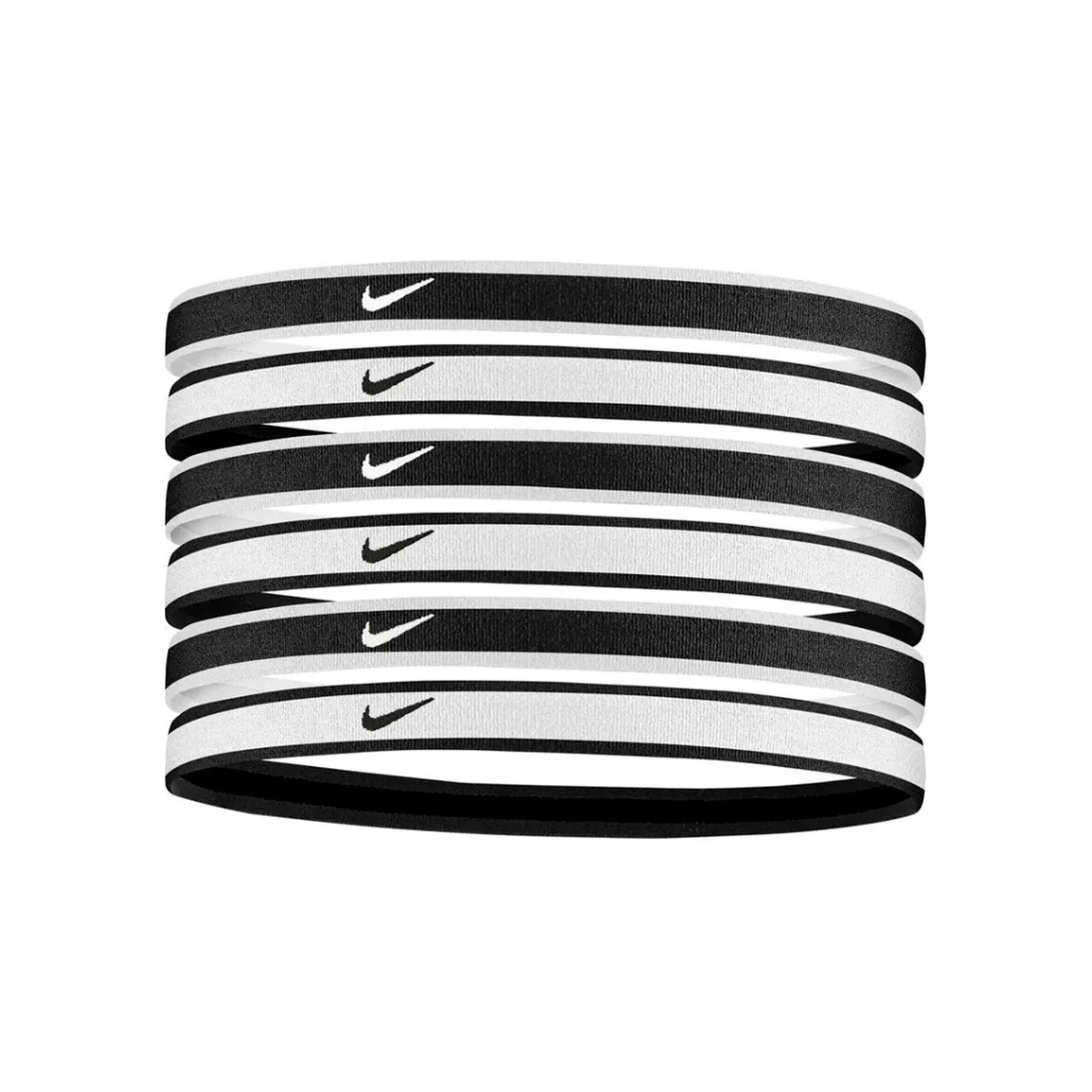 Nike - Opaska na głowę Swoosh Sport Headbands Tipped (6-Pack), Unisex, White-Black-White