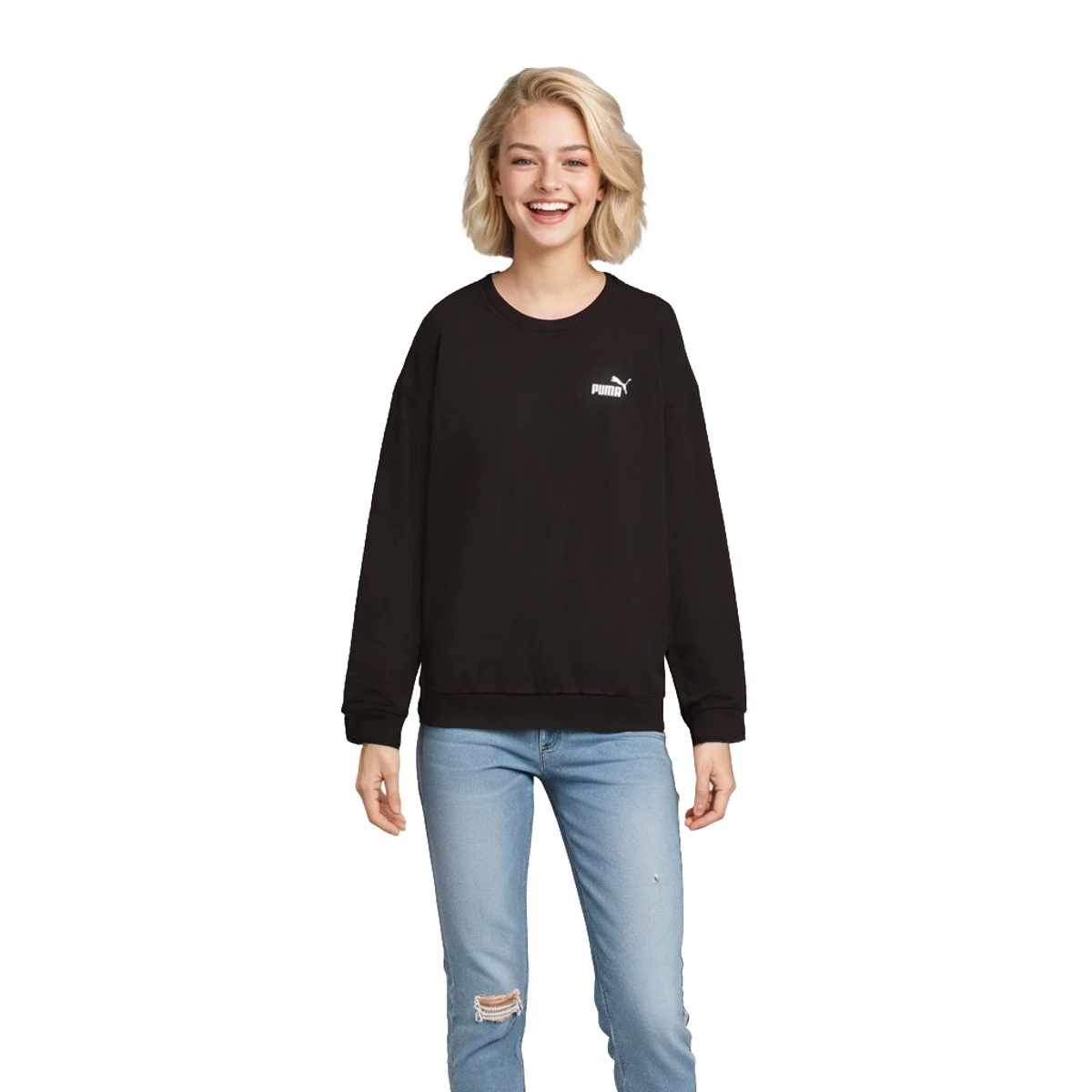 Puma - Bluza Niezbędnik damski + luźna koszulka z małym logo, Mujer, Czarny, XS