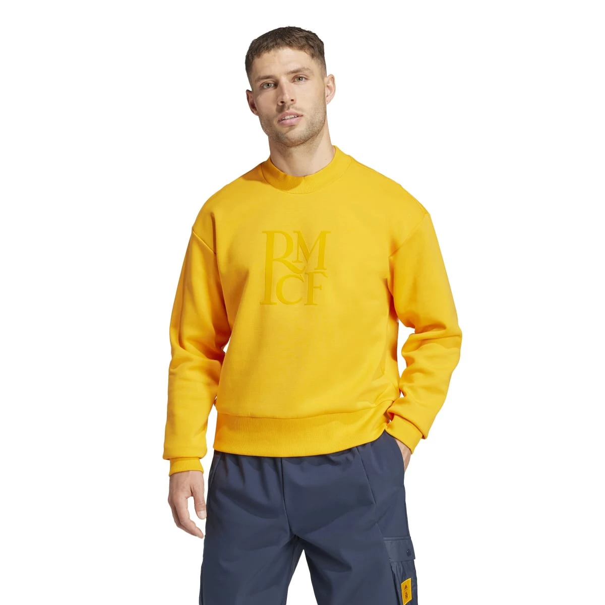 adidas - Bluza Real Madrid Fanswear 2024-2025, Unisex, Załoga Pomarańczowy, XS