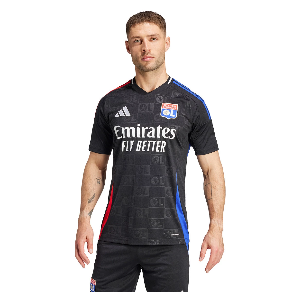 adidas - Koszulka Olympique Lyon 2024-2025 Na wyjeździe, Unisex, Czarny, L
