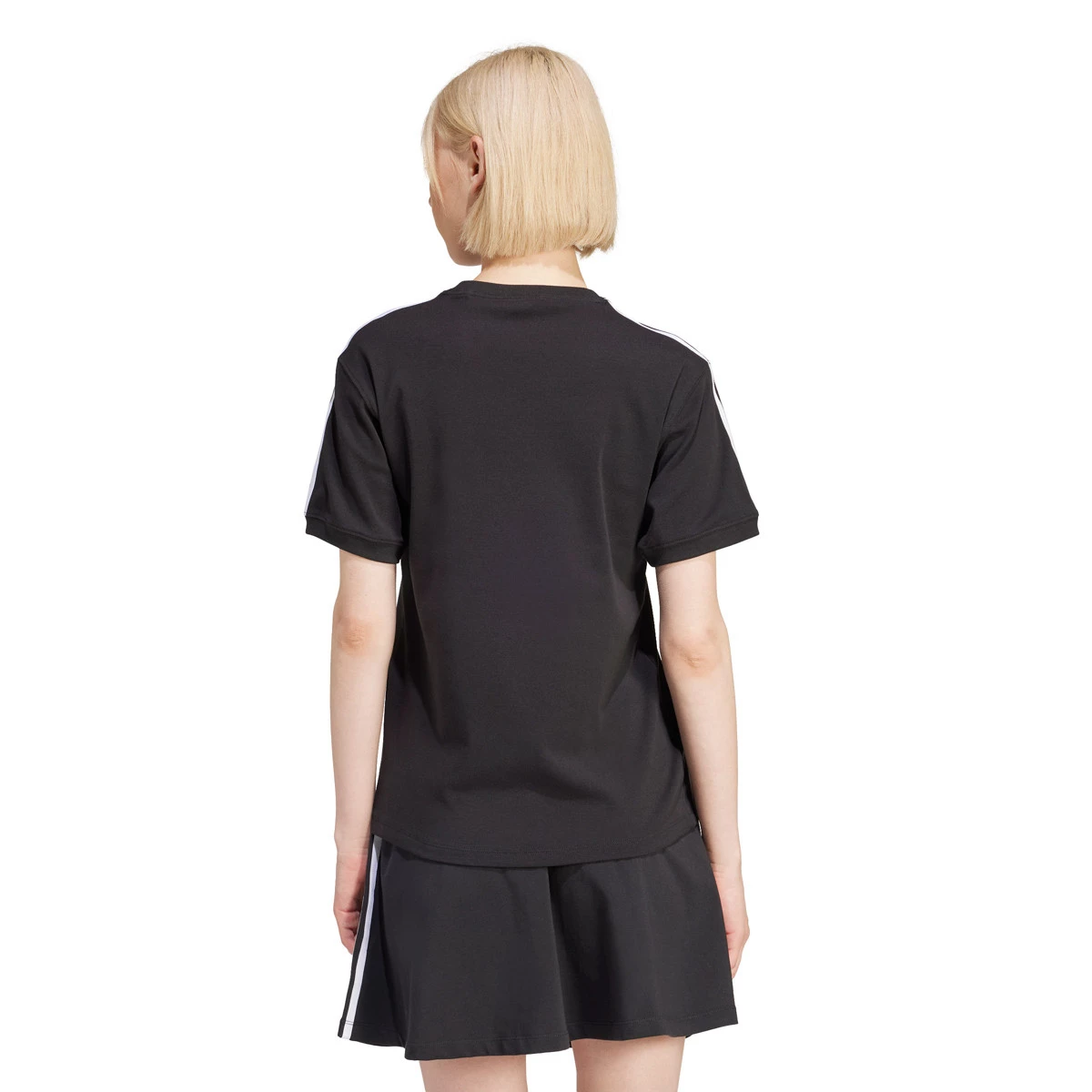 adidas - Koszulka Damskie 3 paski, Mujer, Czarny, XS