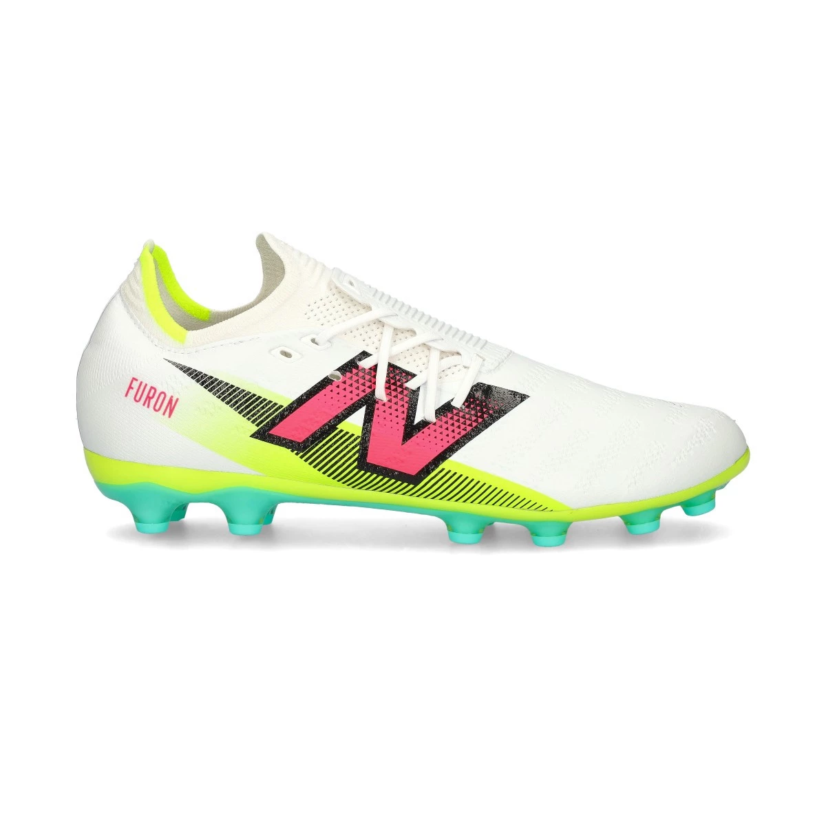 New Balance - Buty piłkarskie Furon Pro AG V7+, Unisex, Biało-Złoty Met.- Biały, 7 USA