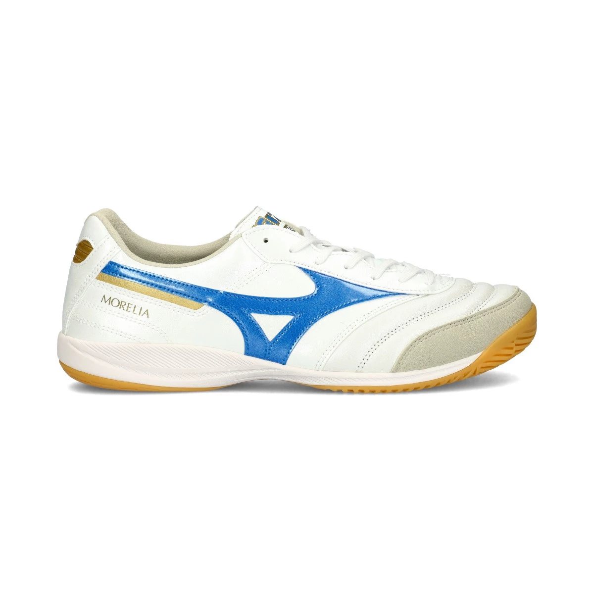 Mizuno - Buty do futsalu Morelia Sala Elite IN, Unisex, Biały-Laser Niebiesko-Złoty, 8,5 UK