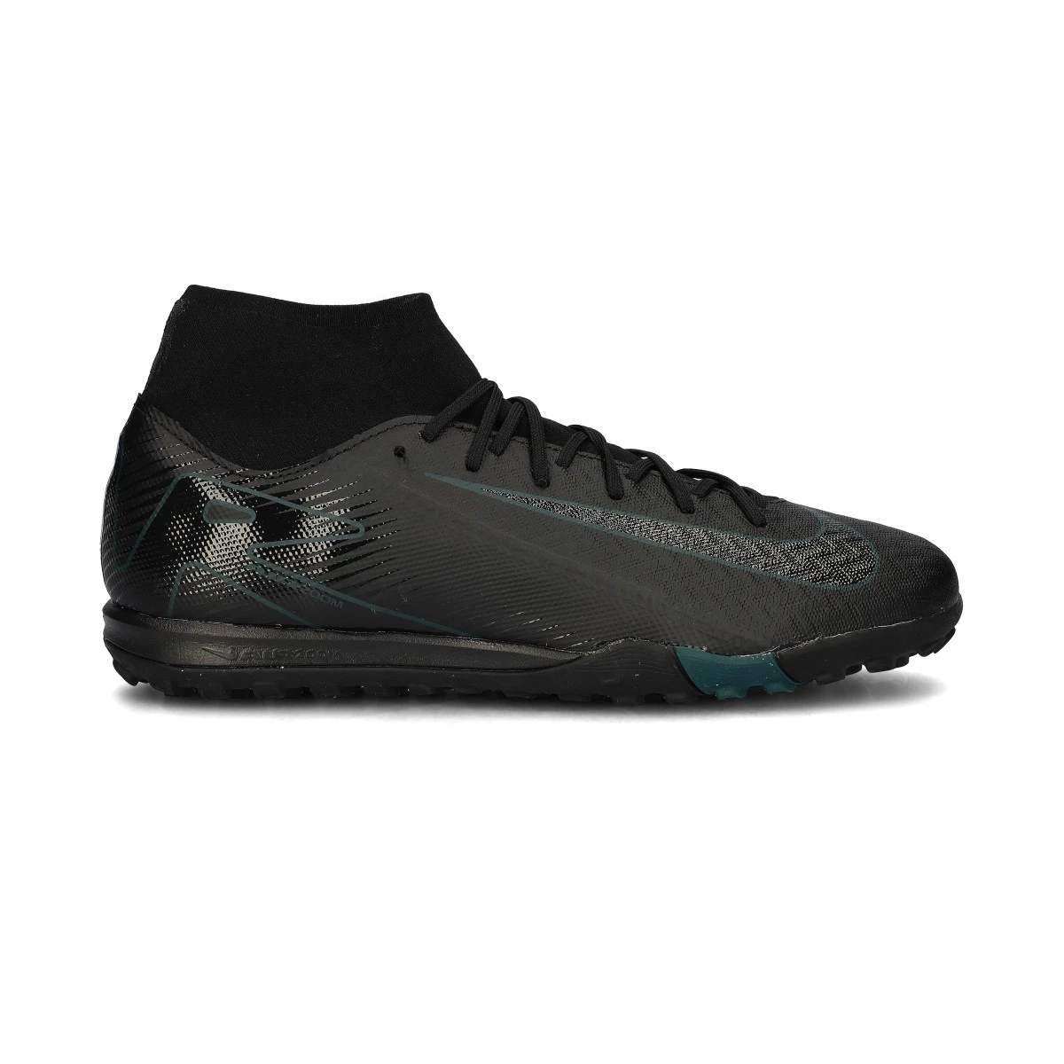 Nike - Buty piłkarskie Air Zoom Mercurial Superfly 10 Academy Turf, Unisex, Black-Black-Deep Jungle, 7 USA