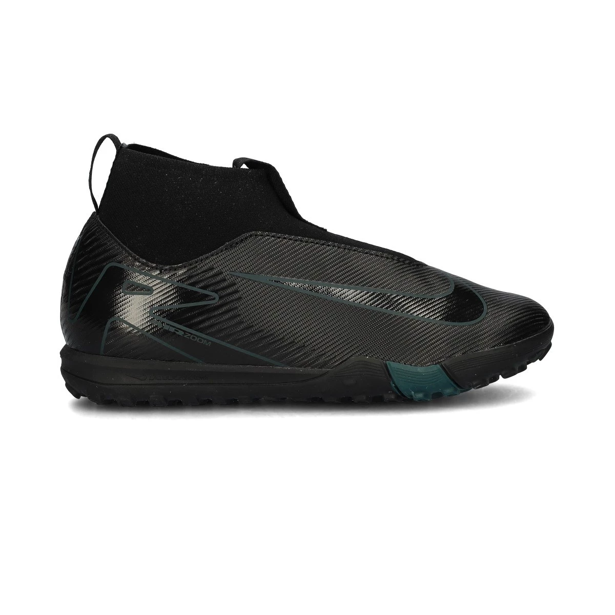 Nike - Buty piłkarskie Mercurial Air Zoom Superfly 10 Academy Turf dla Kids, Unisex, Black-Black-Deep Jungle, 5,5Y