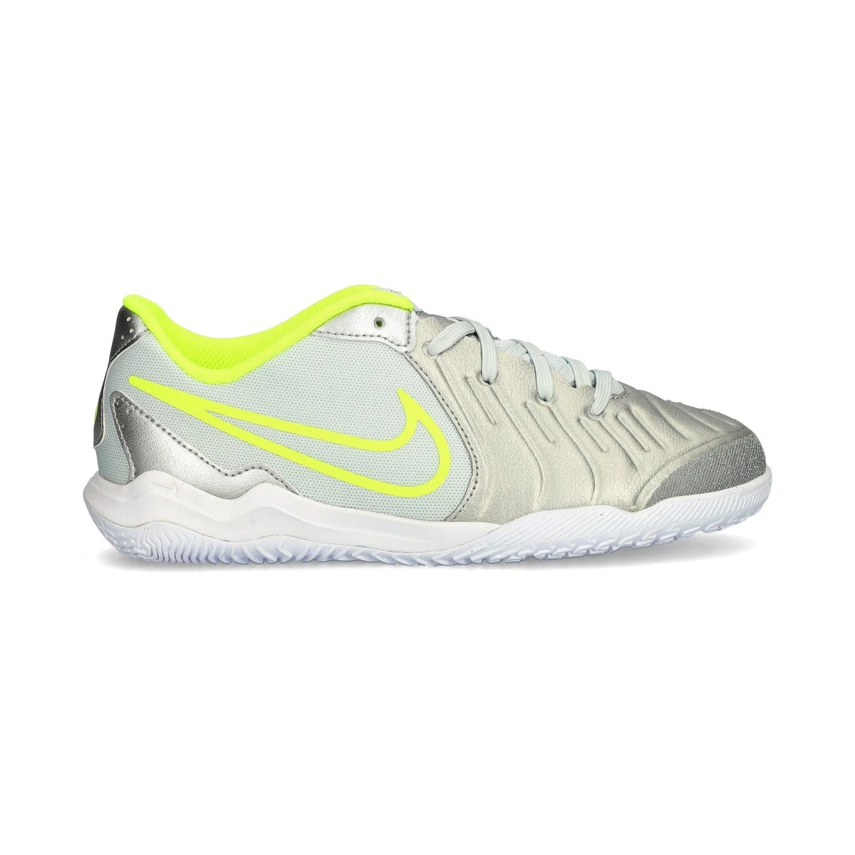 Nike - Buty do futsalu Tiempo Legend 10 Academy IC dla Kids, Unisex, Mtlc Silver-Black-Volt, 5,5Y