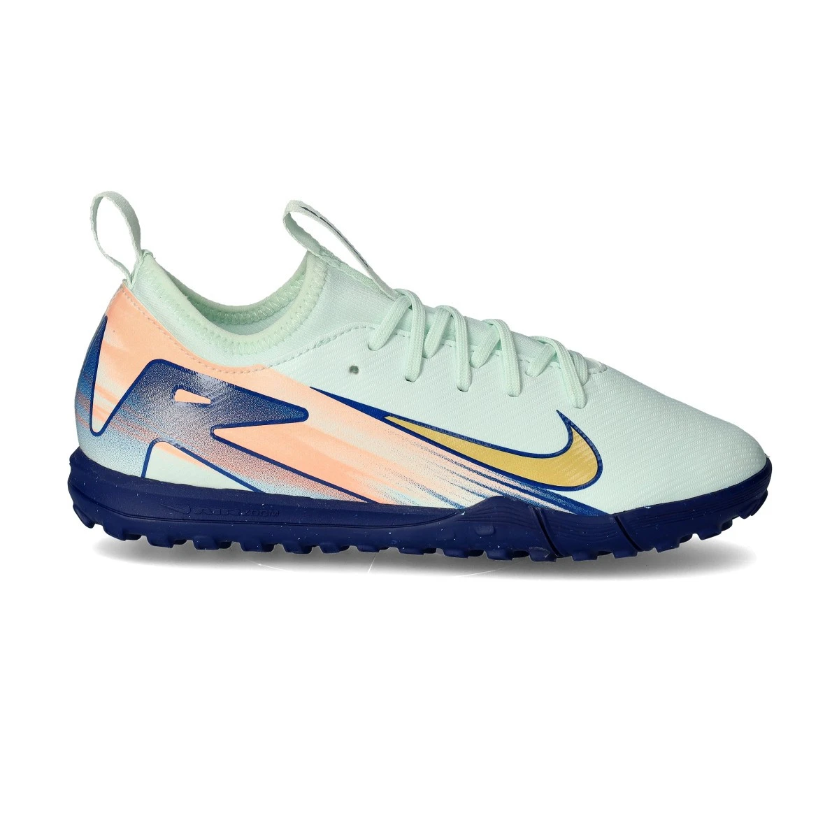 Nike - Buty piłkarskie Kids nawierzchnia Air Zoom Mercurial Vapor 16 Academy MDS Turf, Unisex, Barely Green-Mtlc Gold Coin-Crimson Pulse-Nie, 5,5Y