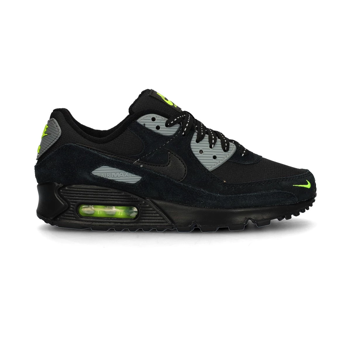 Nike - Obuwie sportowe Air Max 90, Hombre, Czarny-Czarny-Volt-Cool Grey-Reflect Srebrny, 6 USA