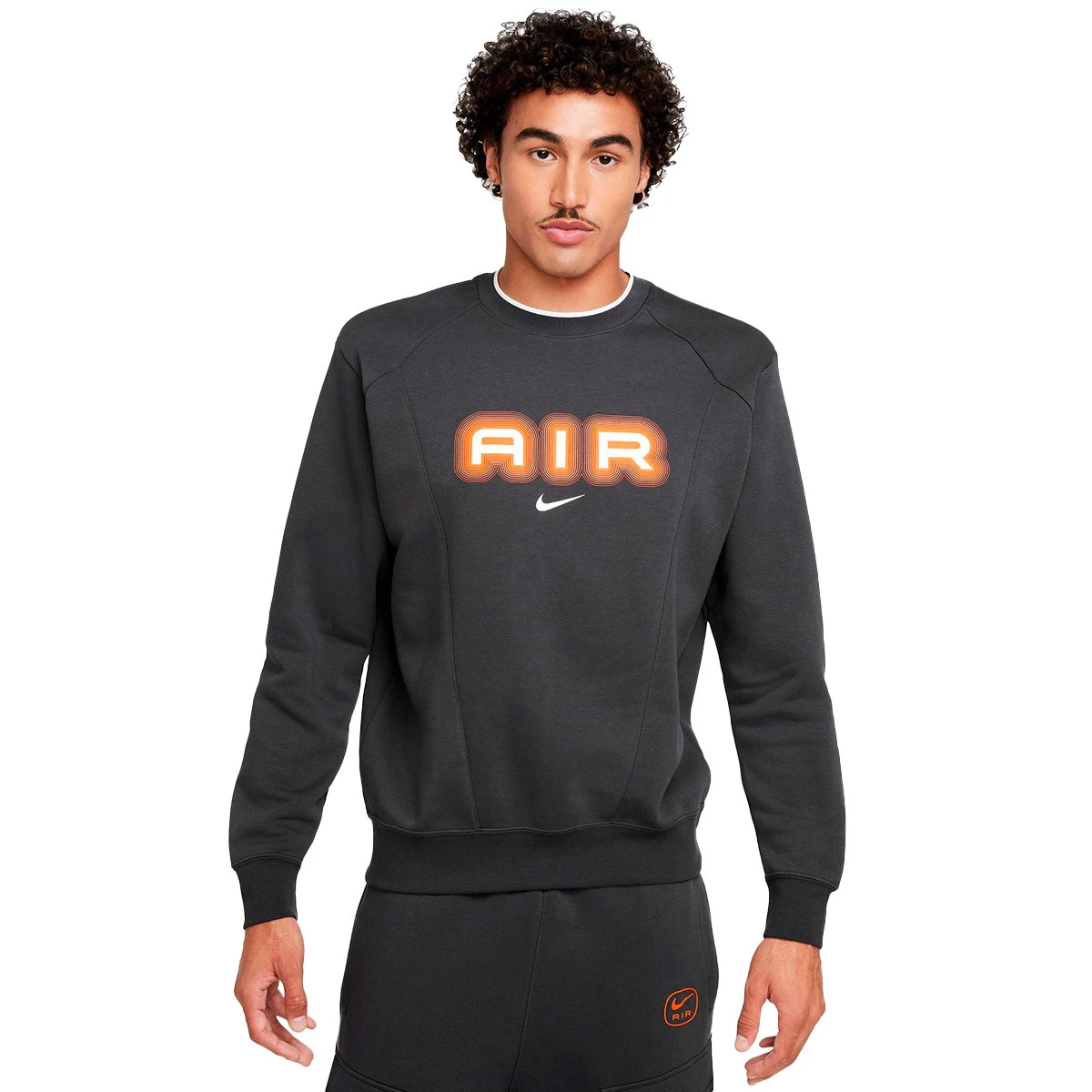 Nike - Bluza Polar Swoosh Air Crew, Hombre, Antracyt-Safety Pomarańczowy, M