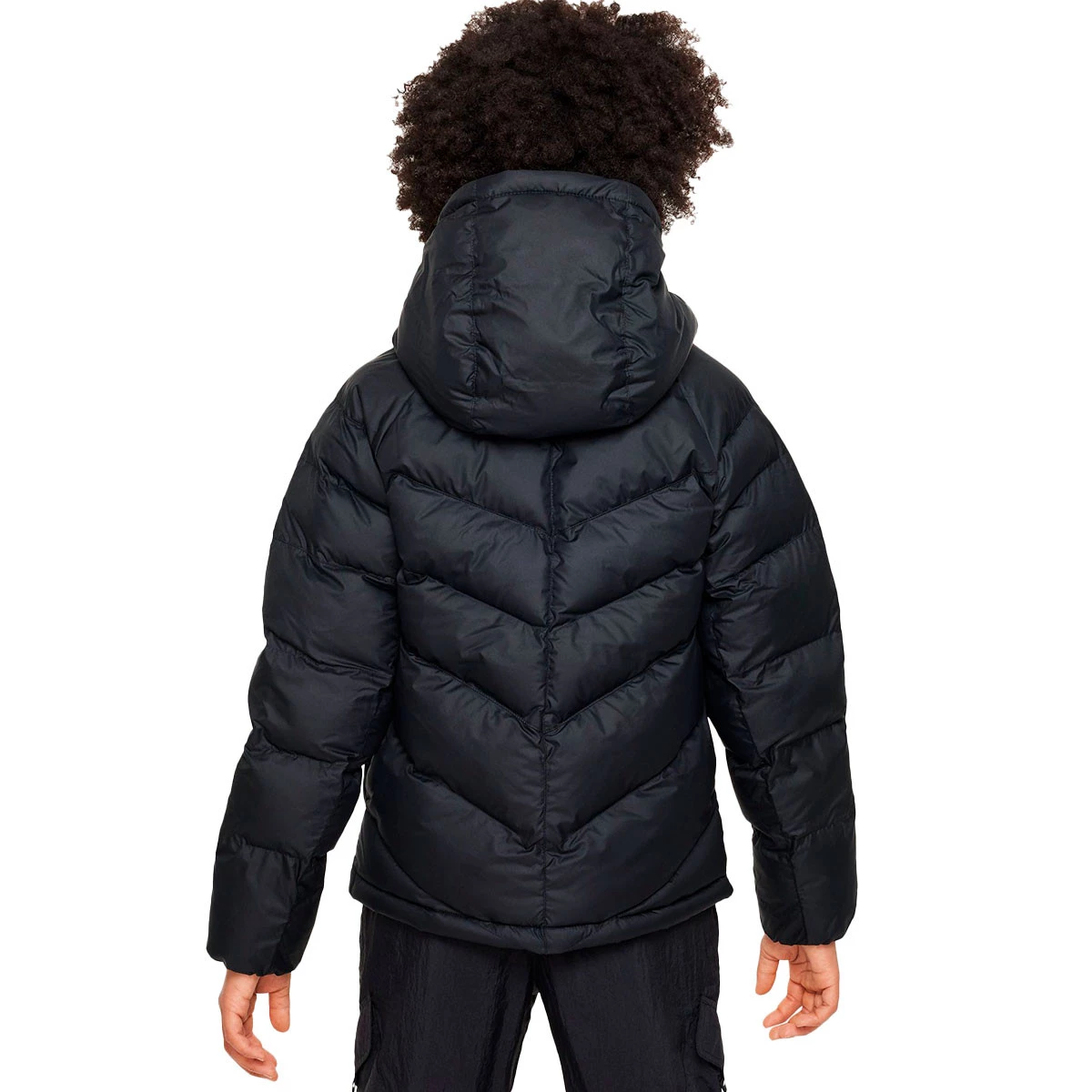 Nike - Wiatrówka Kids syntetyczny Odzież sportowa z wypełnieniem, Unisex, Czarno-Czarno-Biały, S