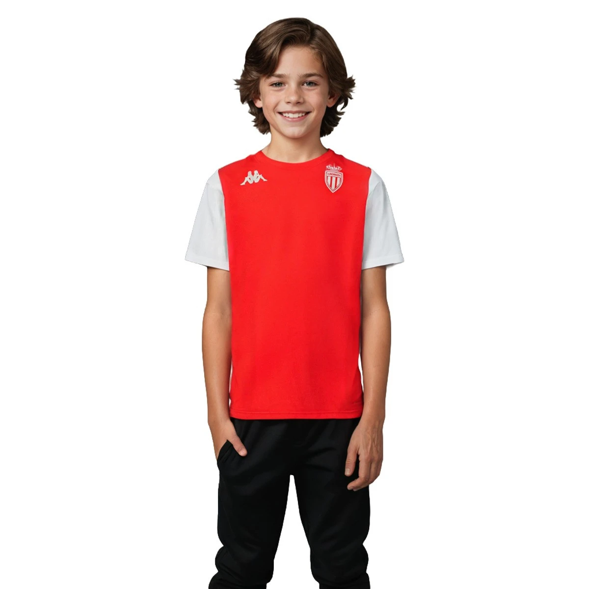 Kappa - Koszulka Kids AS Monaco Trening 2024-2025, Unisex, Czerwony Bahia-Biały, T 14