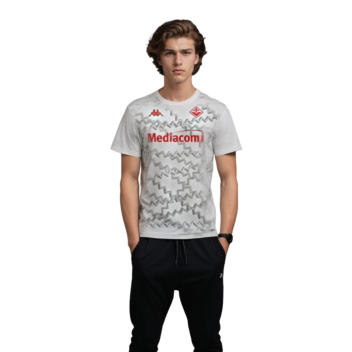 Kappa - Koszulka Fiorentina 2024-2025 Przed meczem, Unisex, Biało-Fioletowe Indygo, L