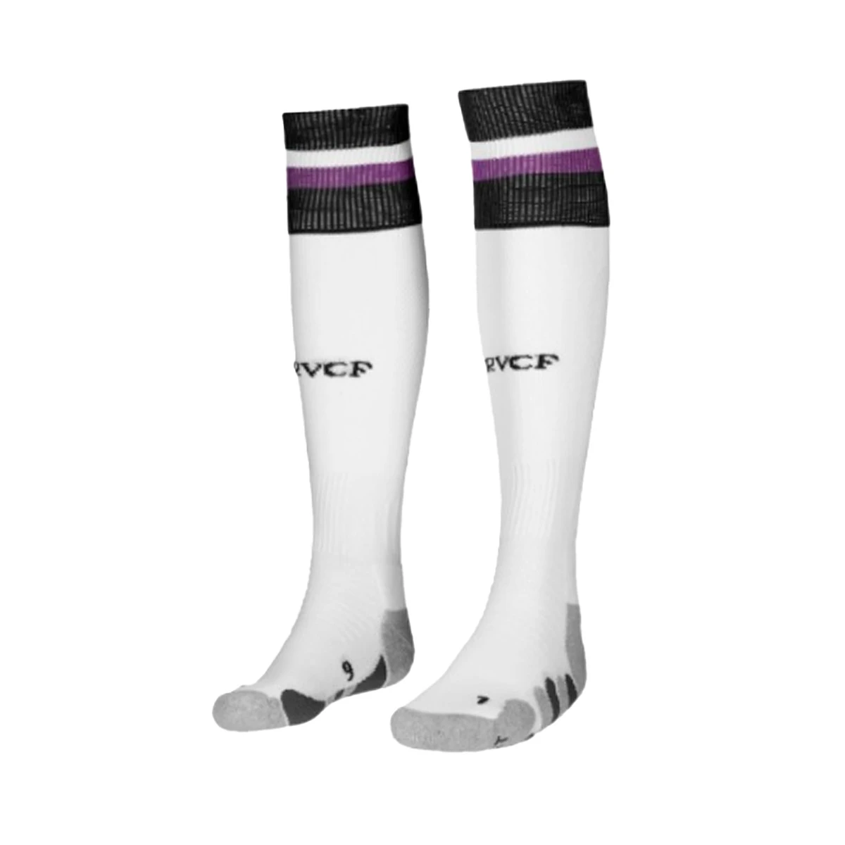 Kappa - Skarpety piłkarskie Kids Real Valladolid 2024-2025 Home, Unisex, Biało-Fioletowy-Szary, 3K (27-30)