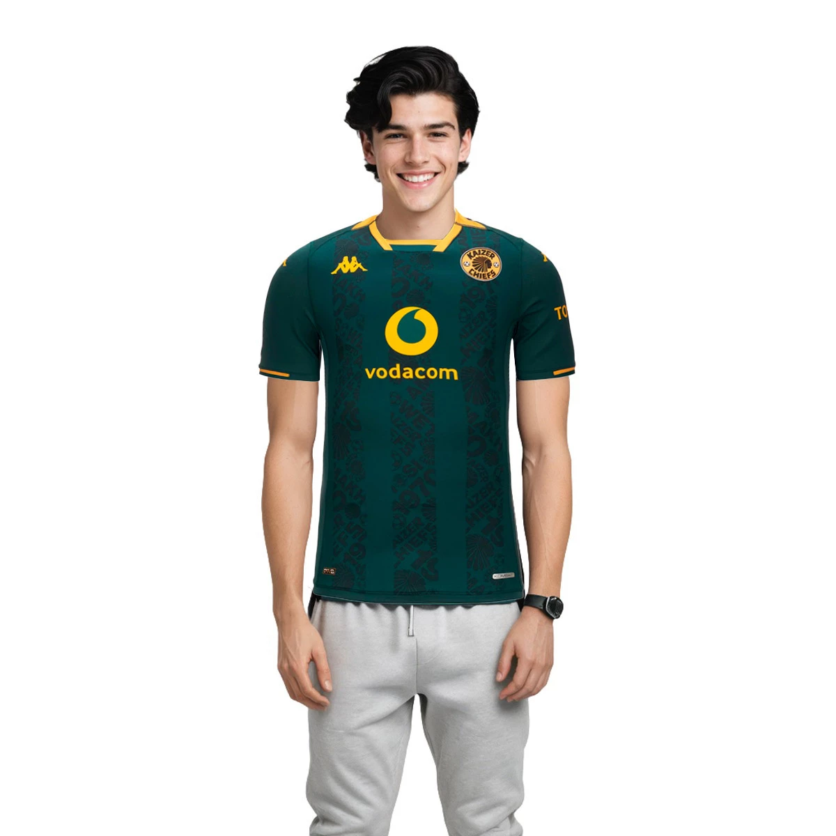 Kappa - Koszulka Kaizer Chiefs 2024-2025 Na wyjeździe, Unisex, Czarny - Żółty, M