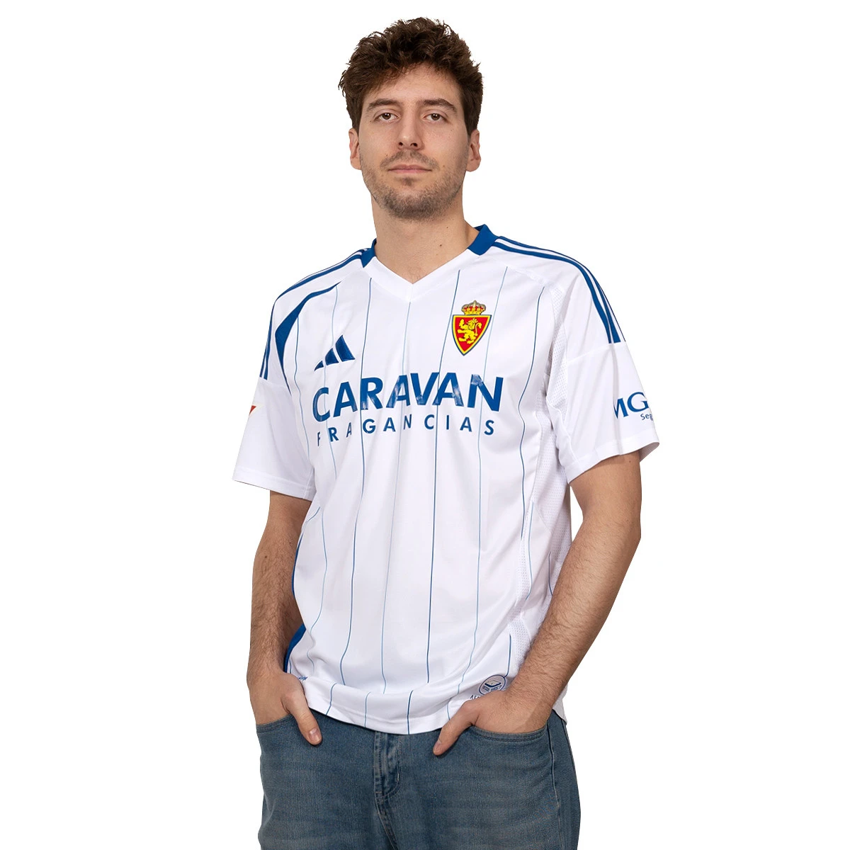 adidas - Koszulka Real Zaragoza 2024-2025 W domu, Unisex, Biało-niebieski, XS