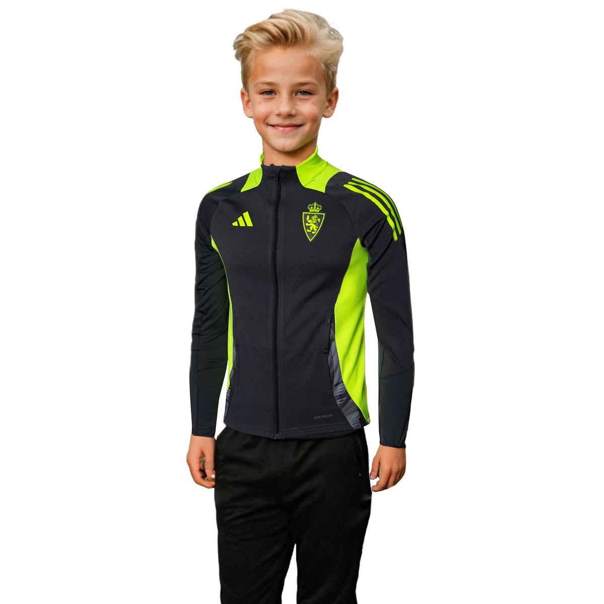 adidas - Kurtka Kids trenerzy spacerowe Real Zaragoza 2024-2025, Unisex, Szary Sześć, 140 cm