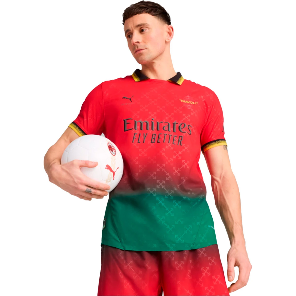 Puma - Koszulka AC Milan x Off-White 2024-2025 Czwarte miejsce, Unisex, Na Czas czerwono-czarny, L
