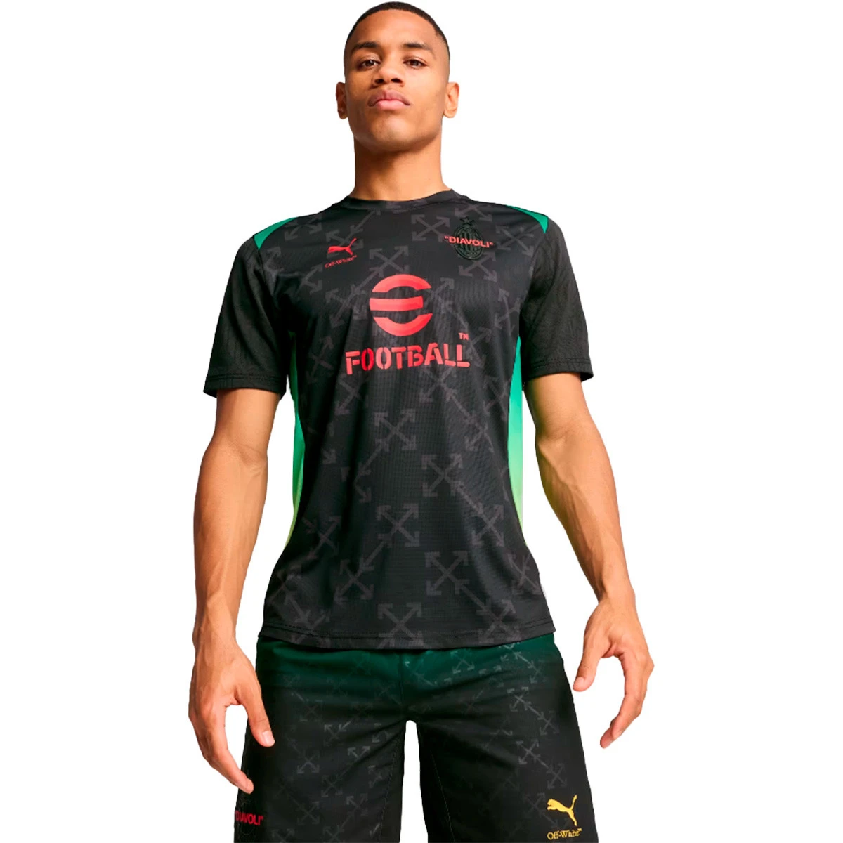 Puma - Koszulka AC Milan x Off-White 2024-2025 Czwarte miejsce, Unisex, Czarny-For Wszystkie Czas Czerwony, XL